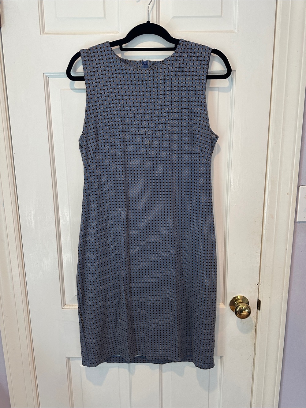 J. McLaughlin Sleeveless Midi Dress in Blue with Micro Dot Print
